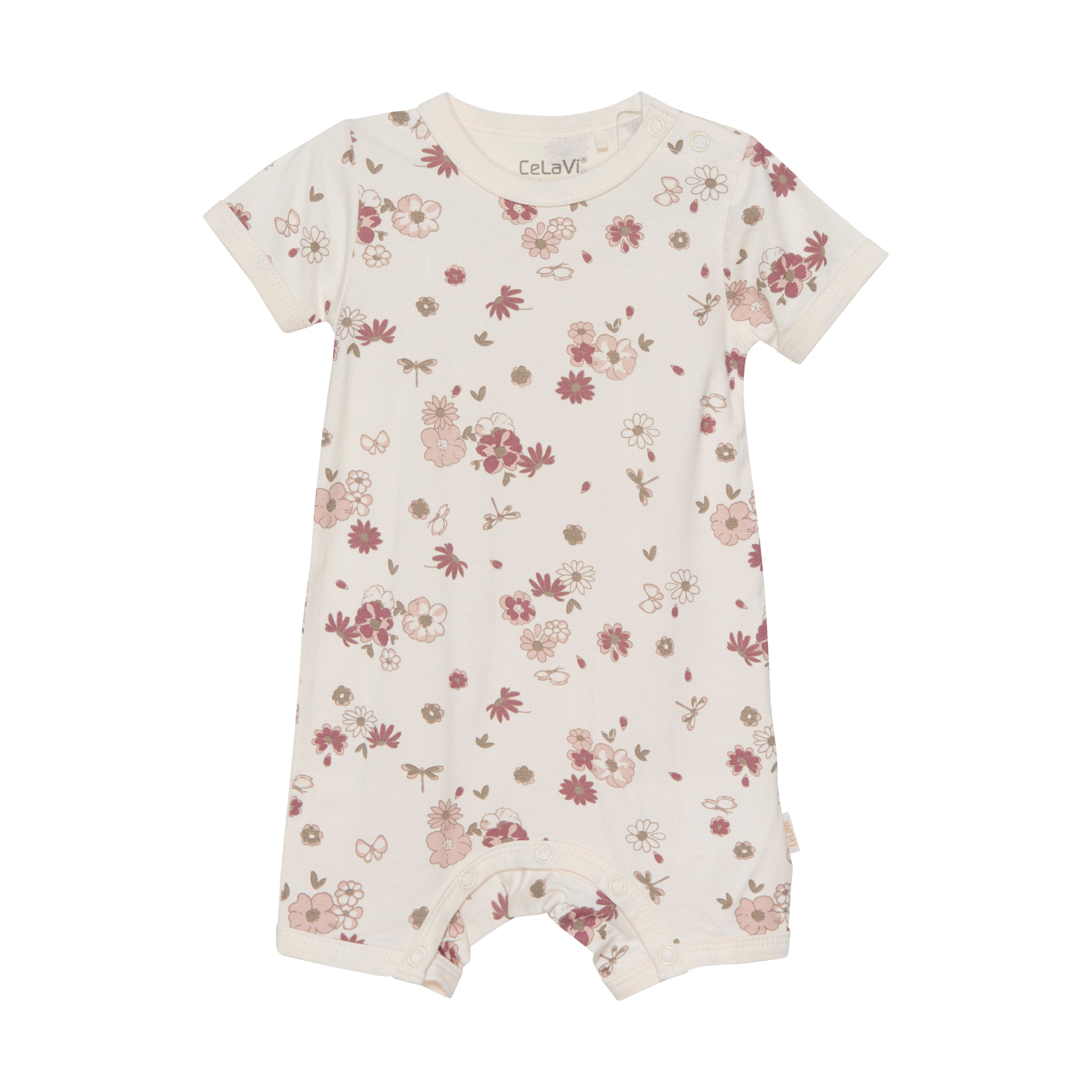 Celavi Jumpsuit met korte mouwen en bloemen - Rose Cloud - Jumpsuit - MamaMilla