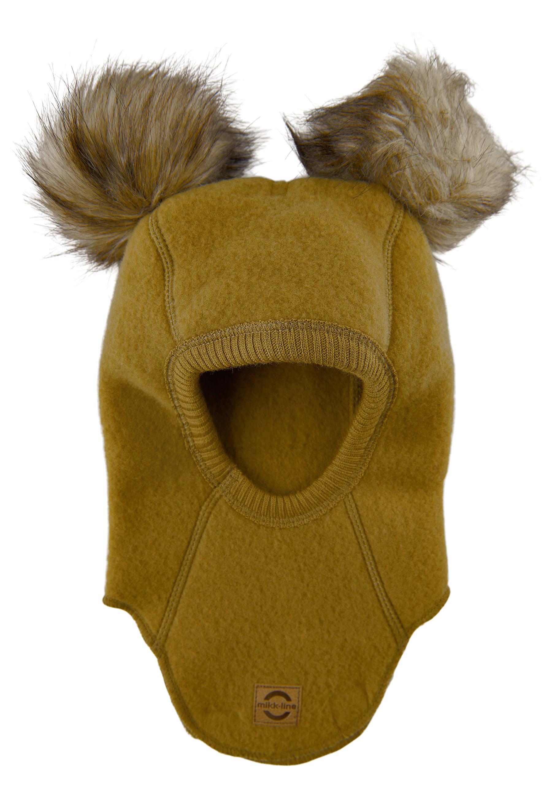 Mikk-Line wollen olifantenmuts met pompon - Butternut - wollen muts - MamaMilla