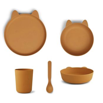 Liewood Spisesæt Silikone 4 dele – Rabbit Mustard