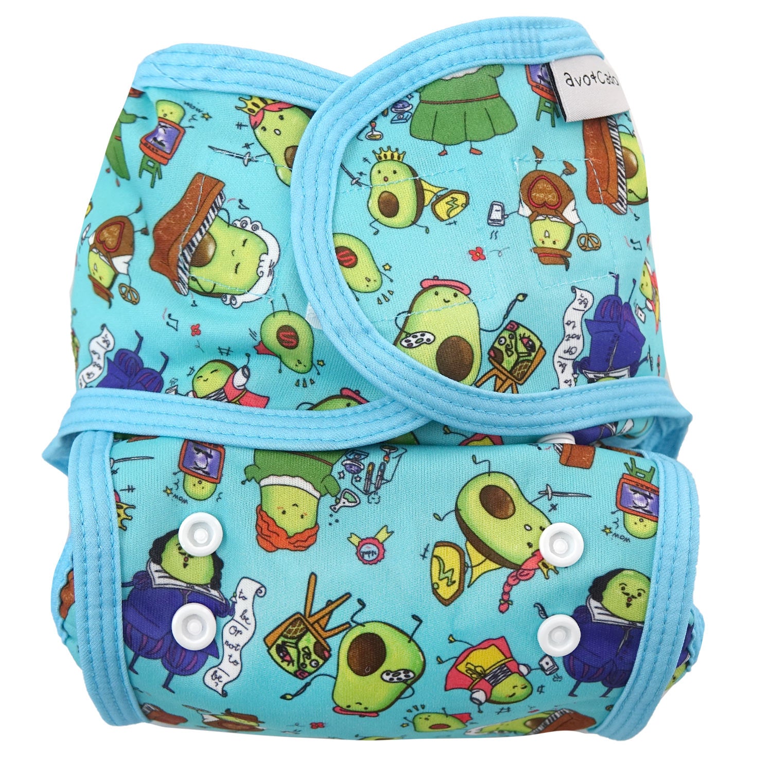 avo+cado one size spruithoes (klittenband) - Funky Pineapples, Groovy Whales, Happy Turtles, Jungle Leaves, Avocado Heroes - - MamaMilla