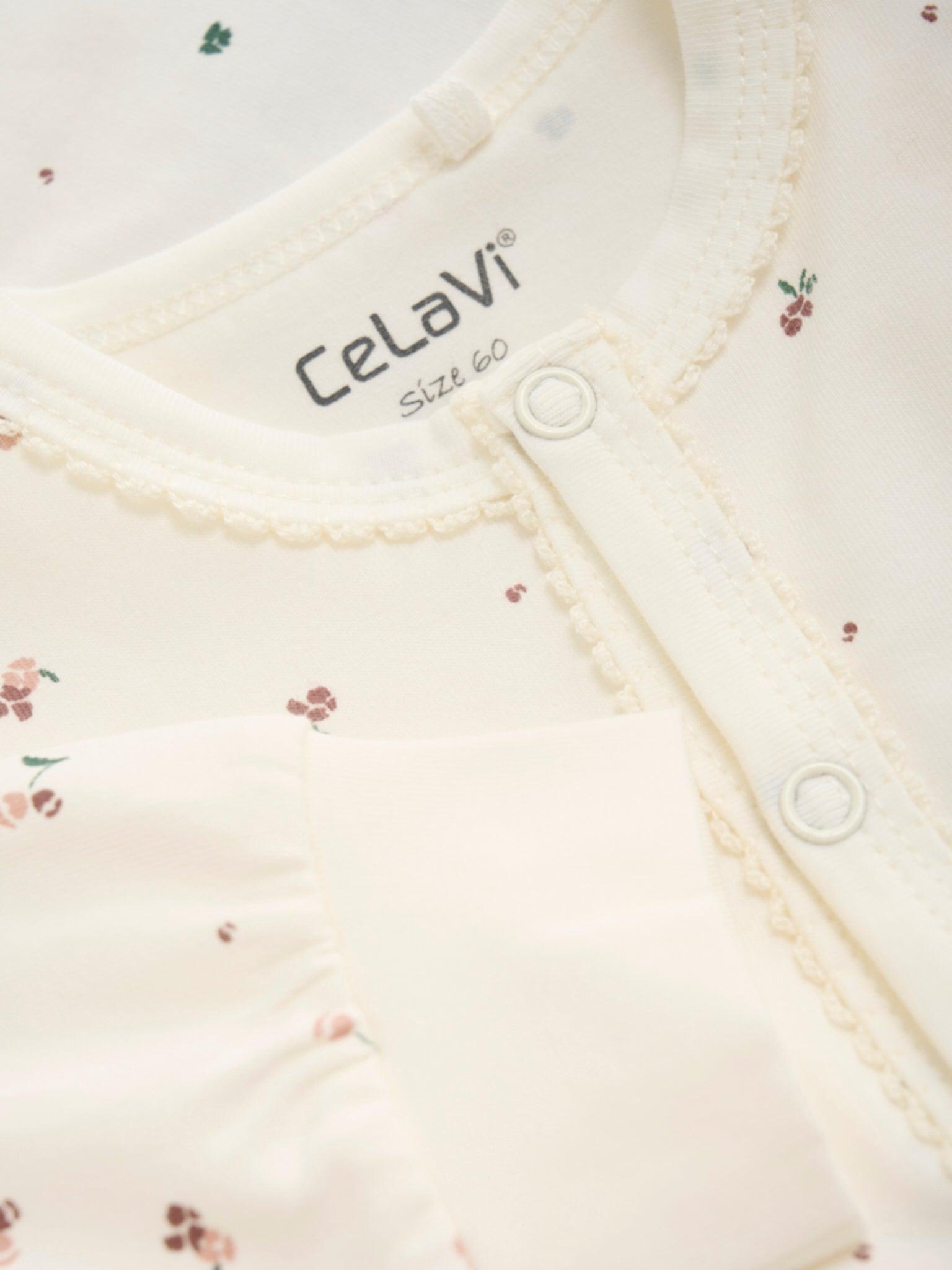 Celavi Onesie kanten rand - Bloemen - Rose Brown - Onesie - MamaMilla