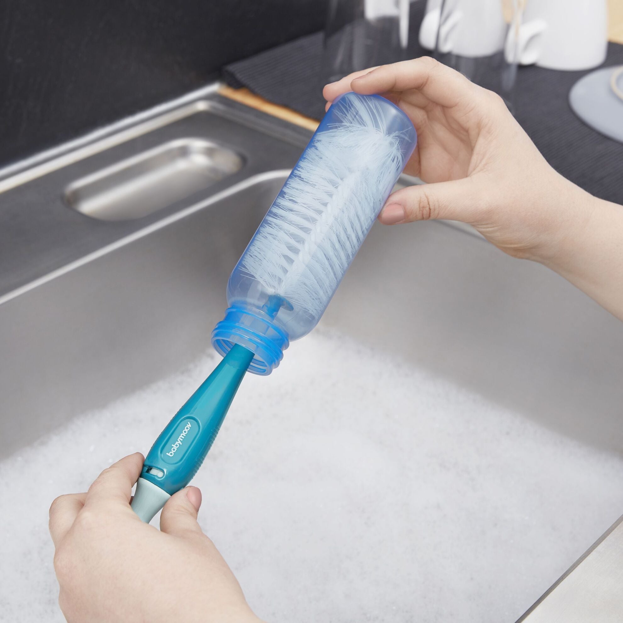 Babymoov Flessenreiniger met zuignap - 2-in-1 - Blauw - Flessenreiniger - MamaMilla