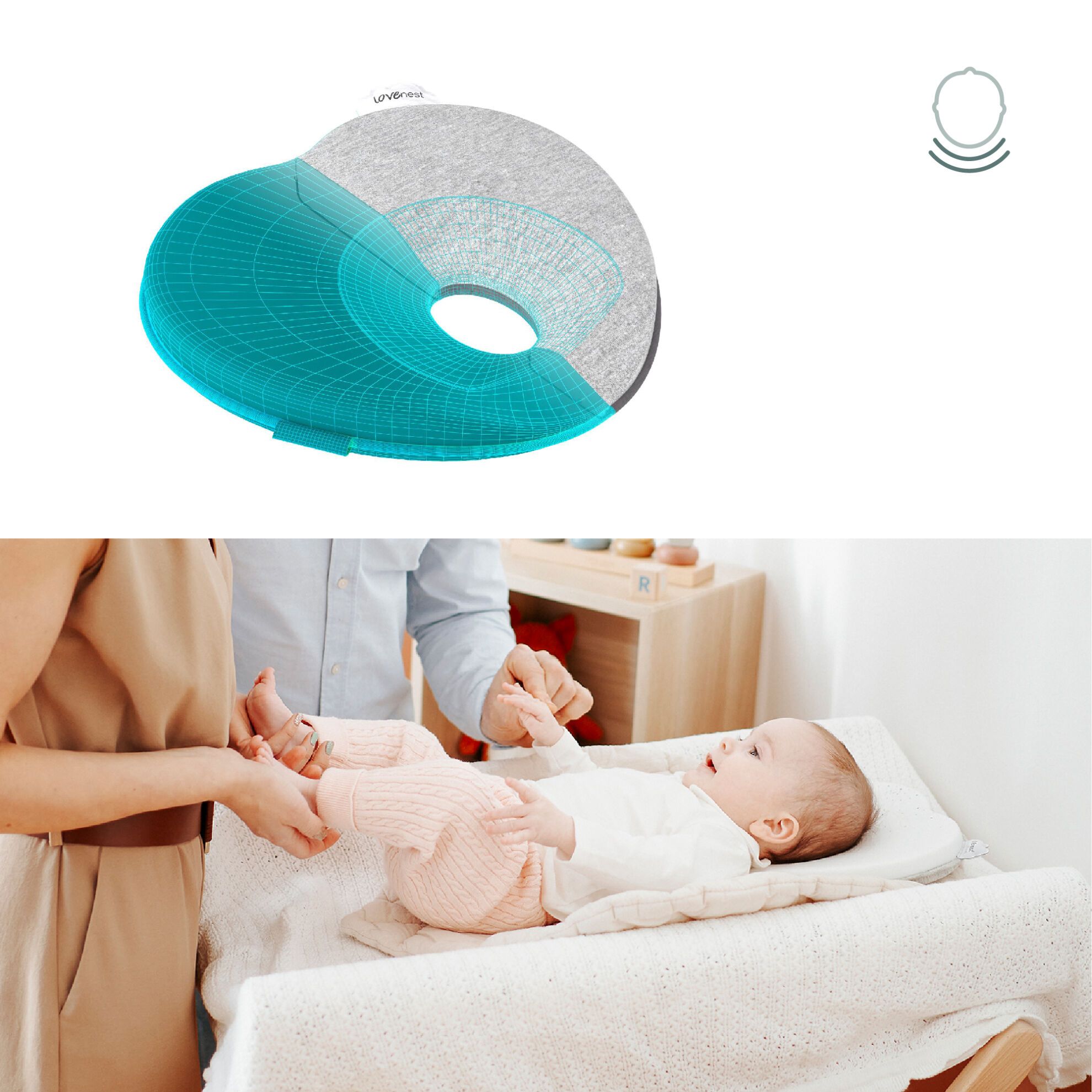 Babymoov Ergonomisch Babykussen (Loverest) - Wit (0-4m) - Babyhoofdkussen - MamaMilla