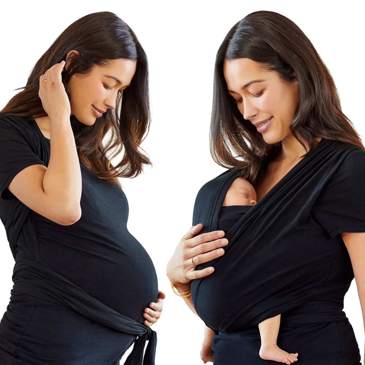 Moby Top met ondersteuning en Wrap t-shirt Bump & Beyond - Zwart - Stretch wrap - MamaMilla
