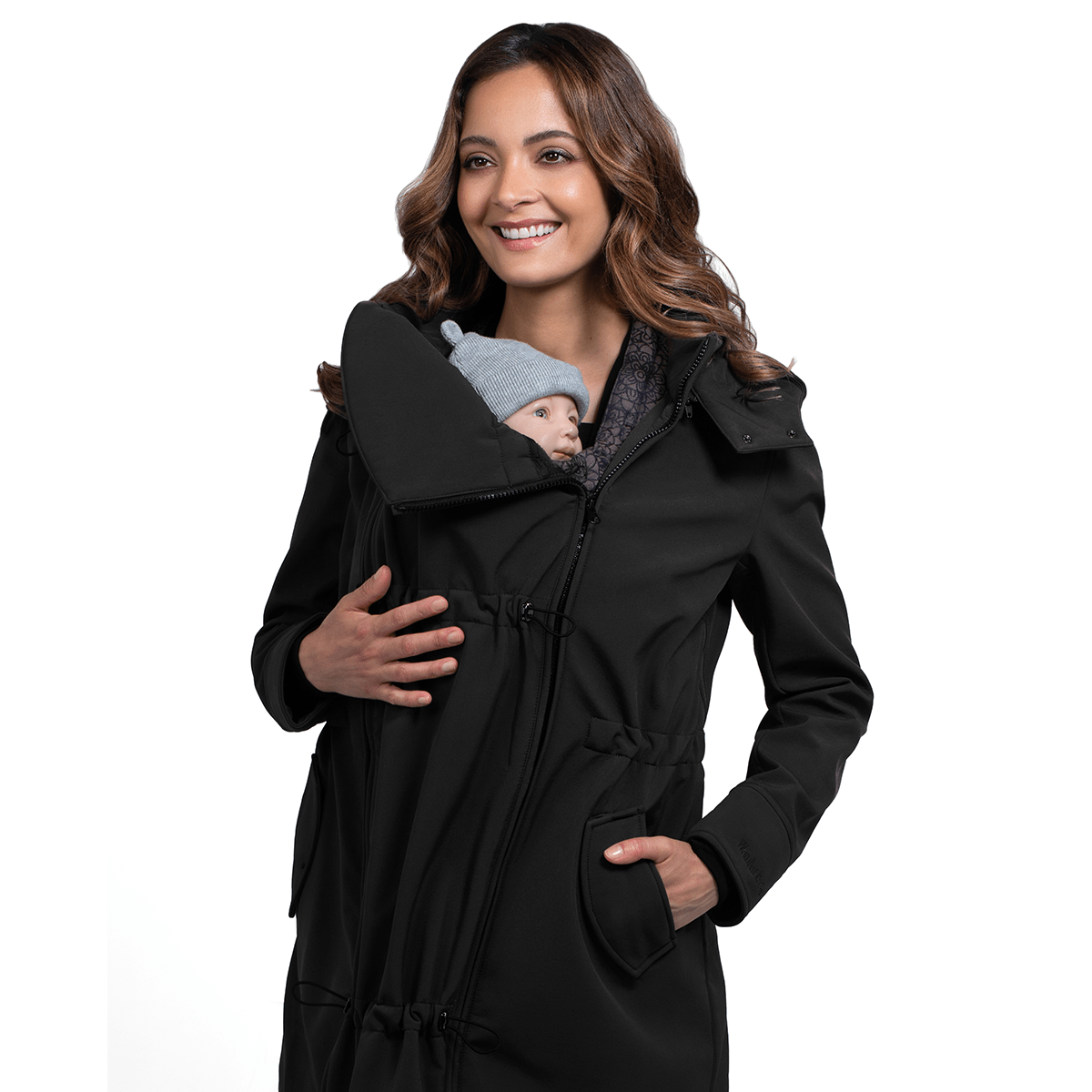 Wombat & Co. 4-in-1 softshell overgangsjack voor zwangere vrouwen/draagjack - Zwart - - MamaMilla