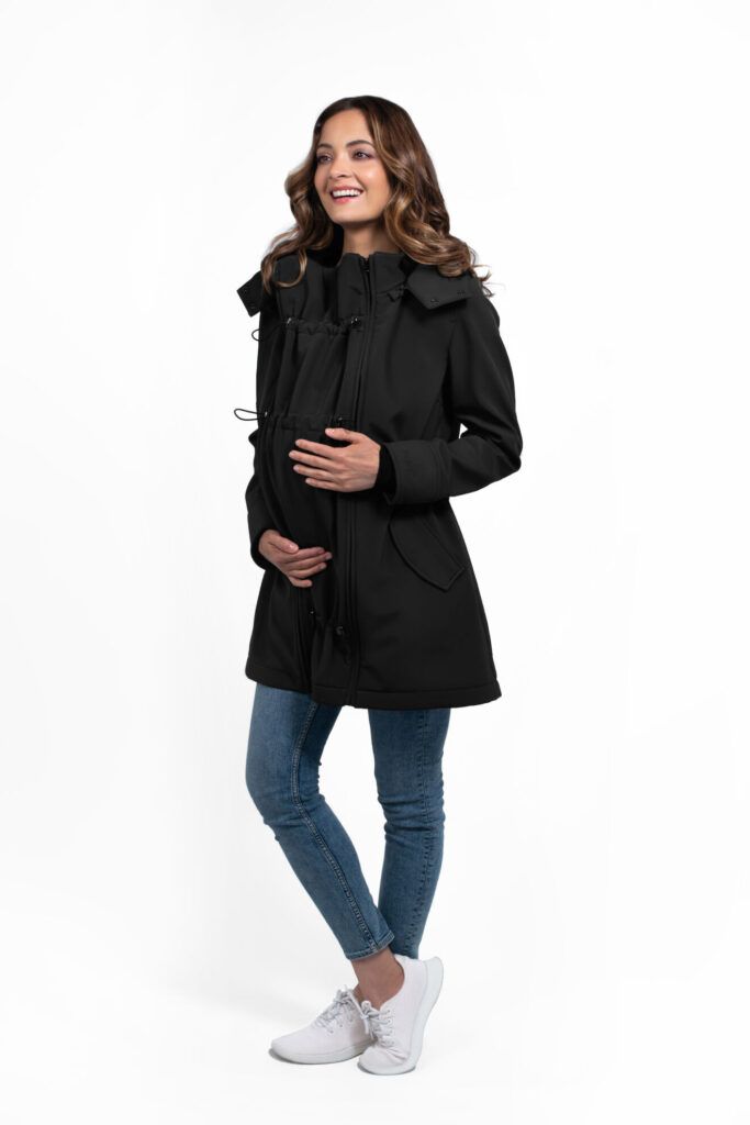 Wombat & Co. 4-in-1 softshell overgangsjack voor zwangere vrouwen/draagjack - Zwart - - MamaMilla