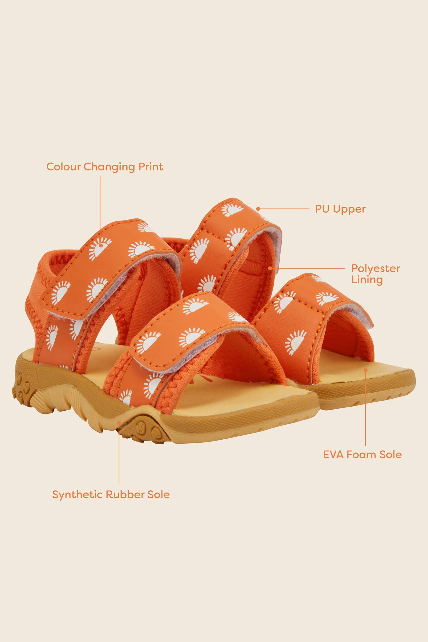 Grass & Air orange sandaler farveskift