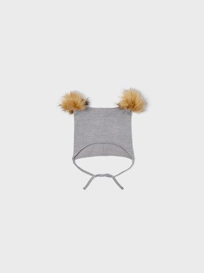 Name it Muts van wol met Pom Pom - Wuppo - Zilver Filigraan - Babymutsje - MamaMilla