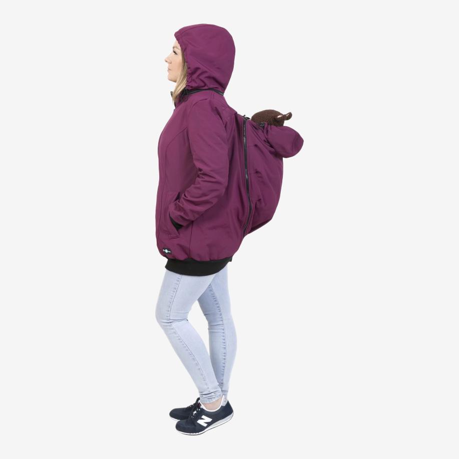 Fun2bemum 4in1 softshell draagzak en zwangerschapsjas ook voor rugdragen - Pruimkleurig - Draagjas - MamaMilla