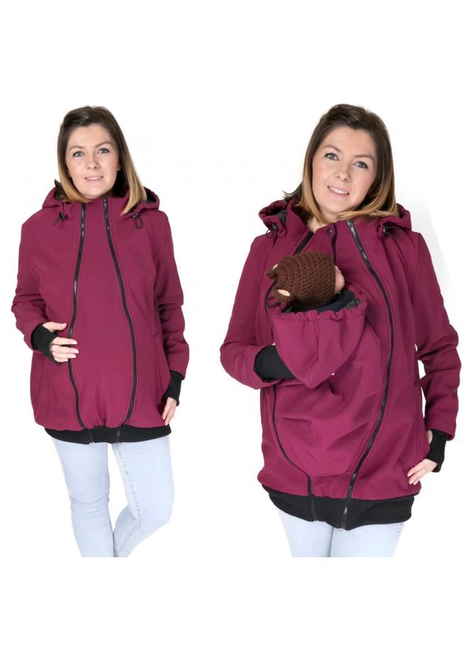 Fun2bemum 3in1 softshell draag- en zwangerschapsjas - Pruimkleurig - Draagjas - MamaMilla
