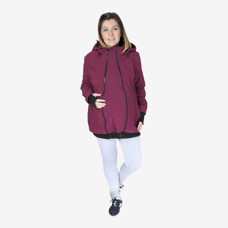 Fun2bemum 3in1 softshell draag- en zwangerschapsjas - Pruimkleurig - Draagjas - MamaMilla