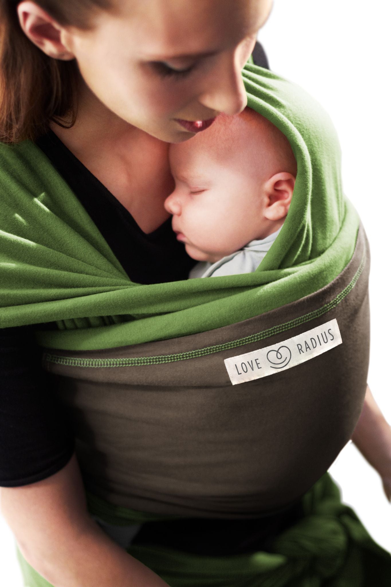 Love radius rekbare draagdoek origineel - Pistachie/Bruin - draagdoek - MamaMilla