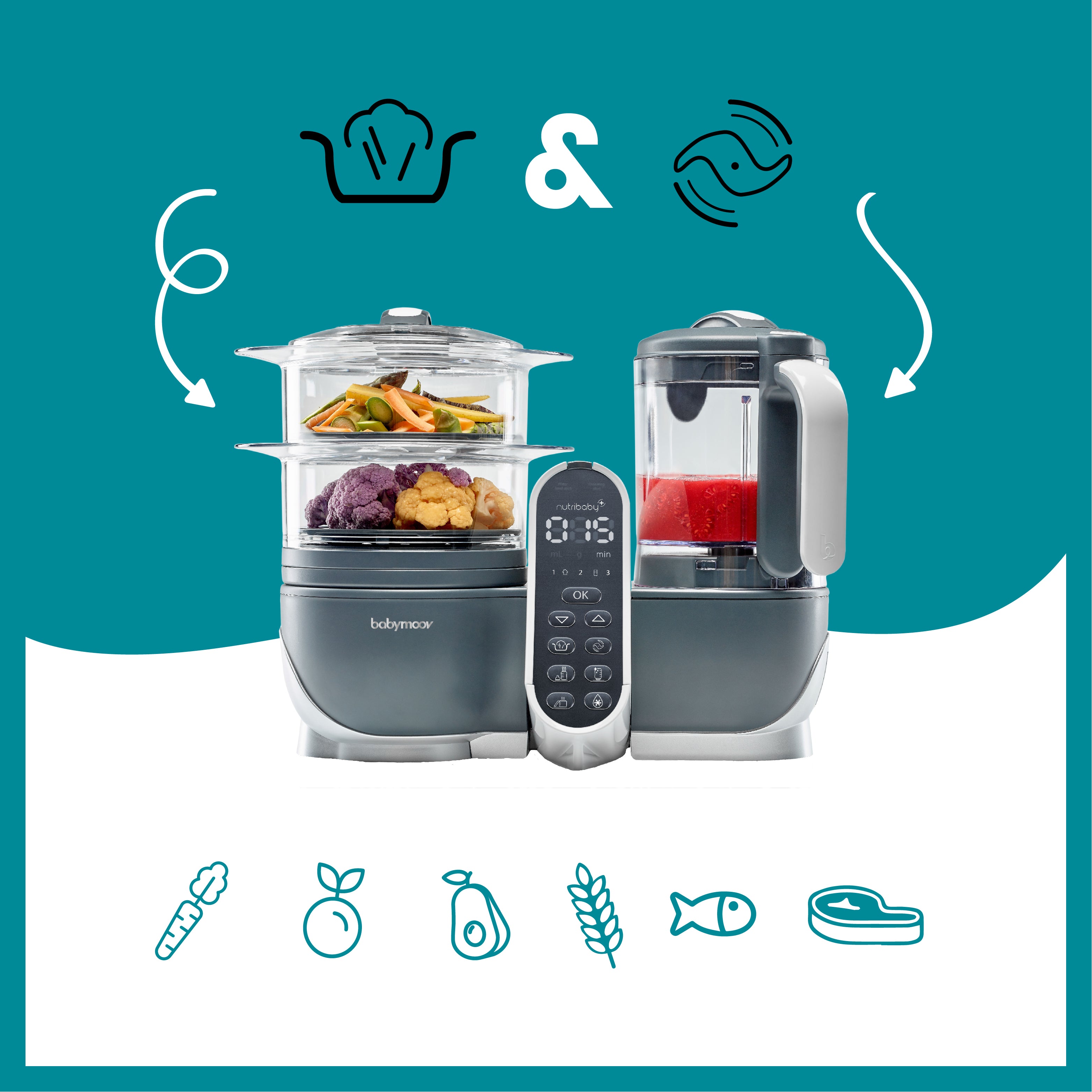 Babymoov Voedselautomaat - Nutribaby Plus - Grijs - Voedselautomaat - MamaMilla