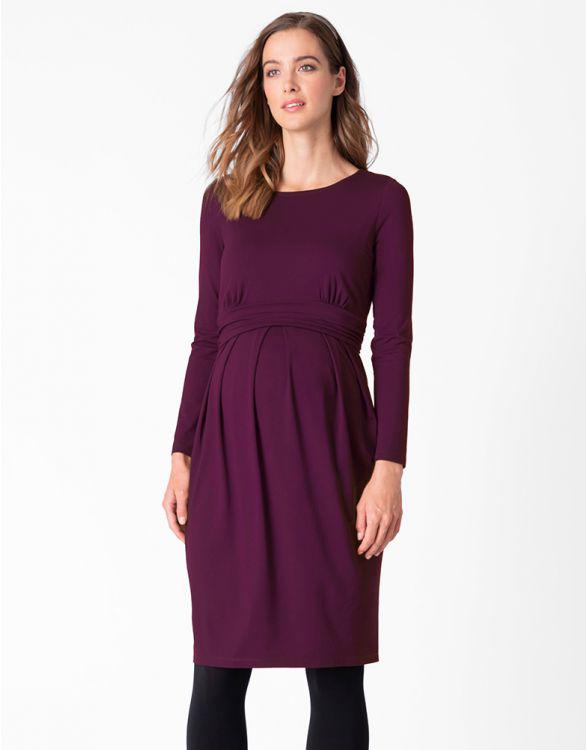 Seraphine zwangerschapsjurk met lange mouwen - Peachey - Burgundy - Voedingskleding - MamaMilla