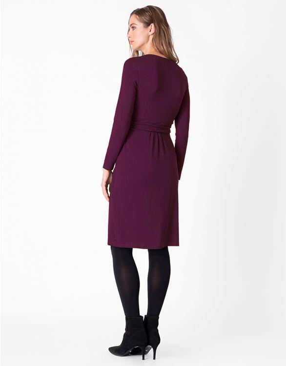 Seraphine zwangerschapsjurk met lange mouwen - Peachey - Burgundy - Voedingskleding - MamaMilla