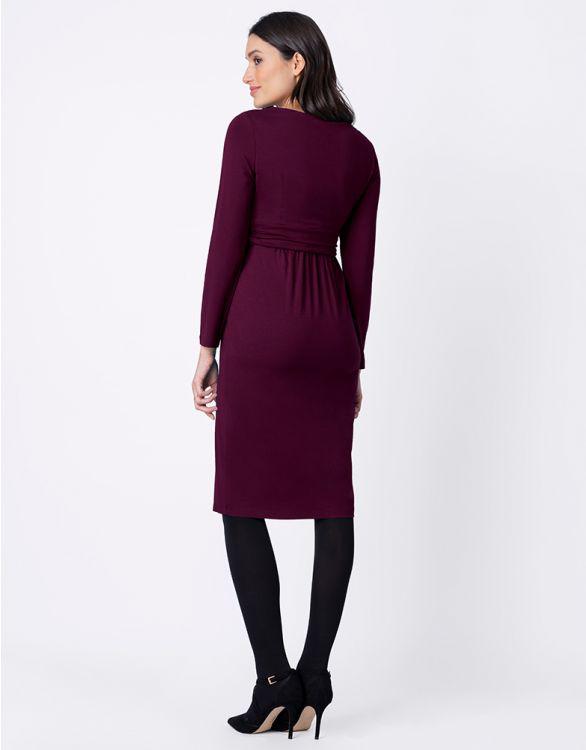 Seraphine zwangerschapsjurk met lange mouwen - Peachey - Burgundy - Voedingskleding - MamaMilla