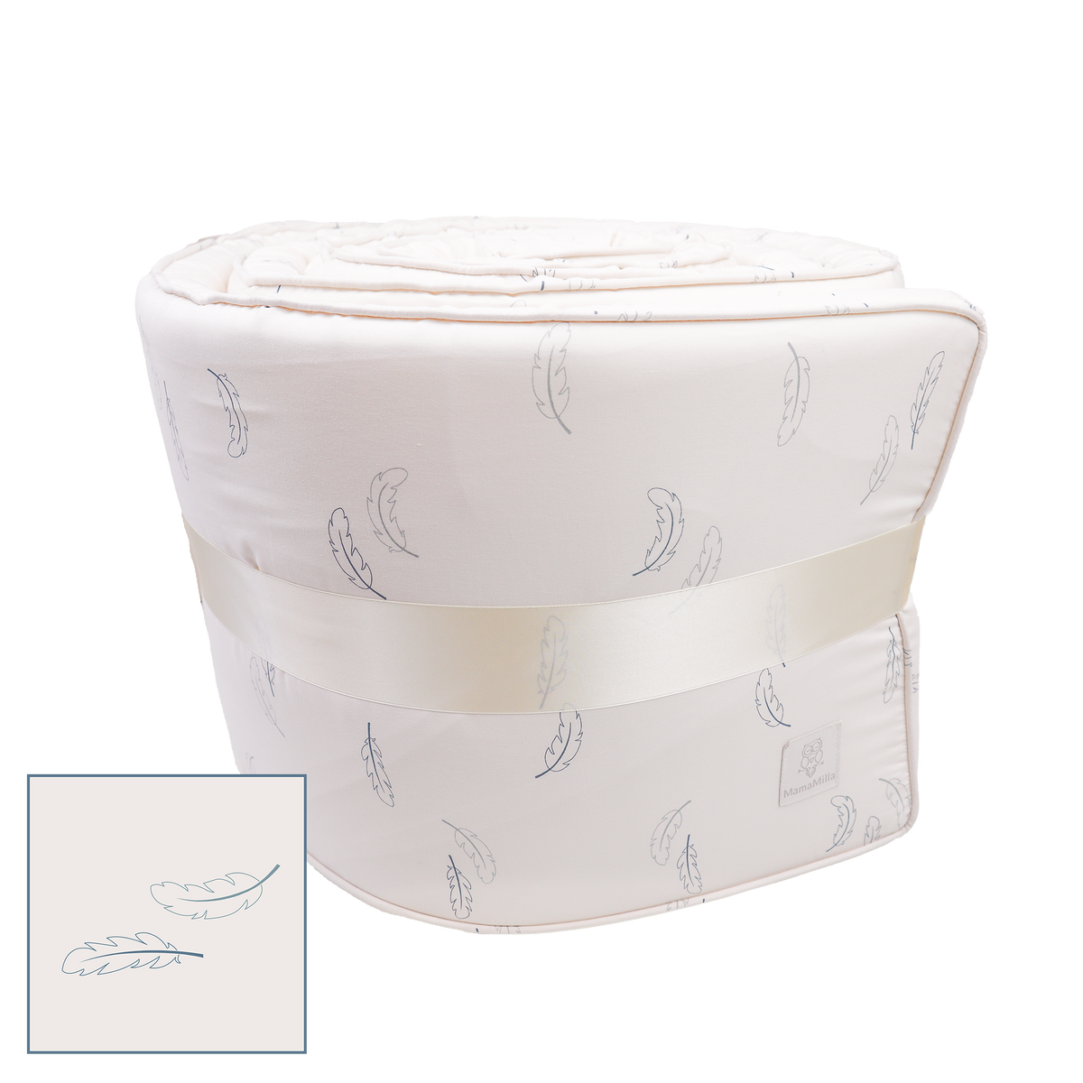 MamaMilla sprei van biologisch katoen - Blauwe veren - Sprei - MamaMilla