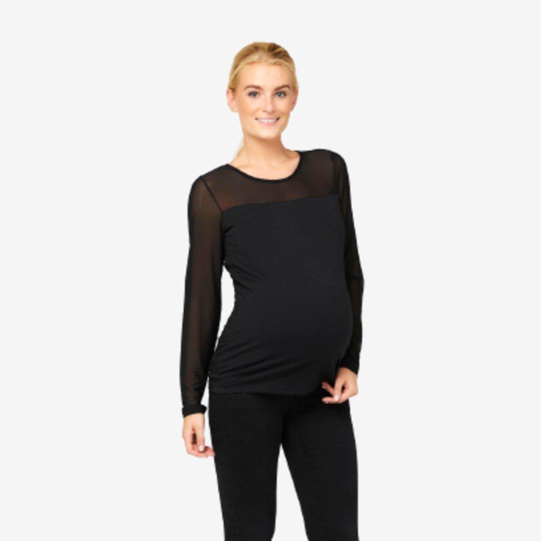 Mamalicious zwangerschapstop met chiffon - Zwart - zwangerschapskleding - MamaMilla
