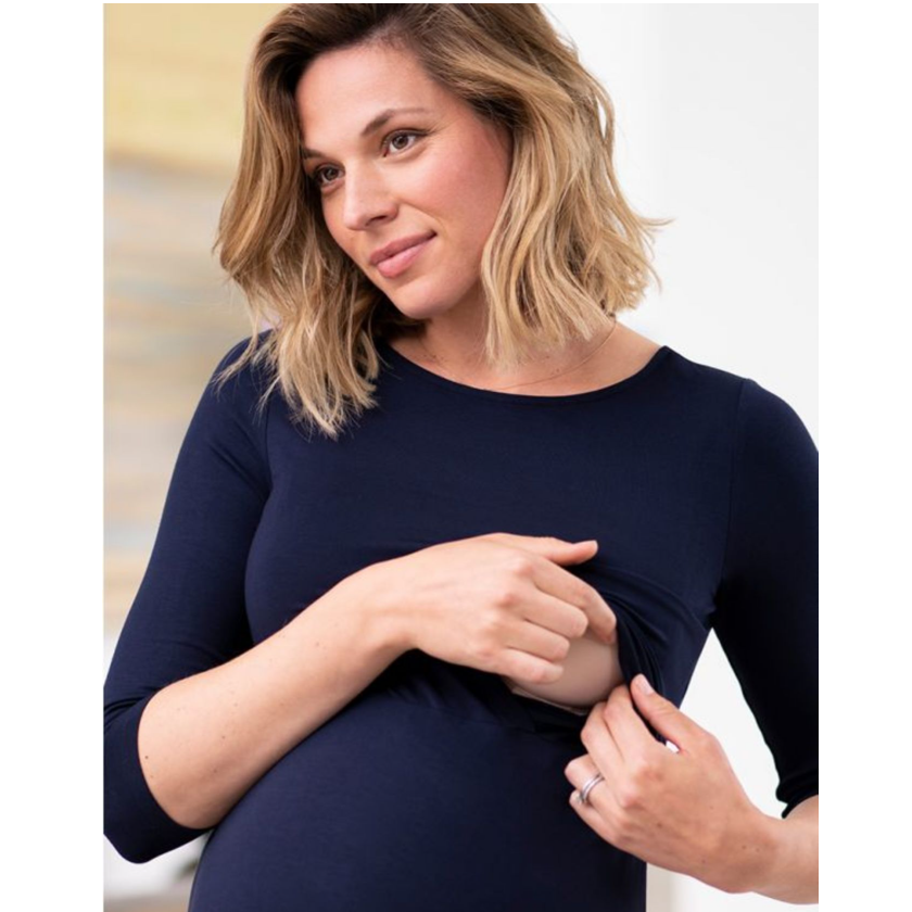 Seraphine wacht- en voedingsjurk - Una - Navy - Voedingskleding - MamaMilla