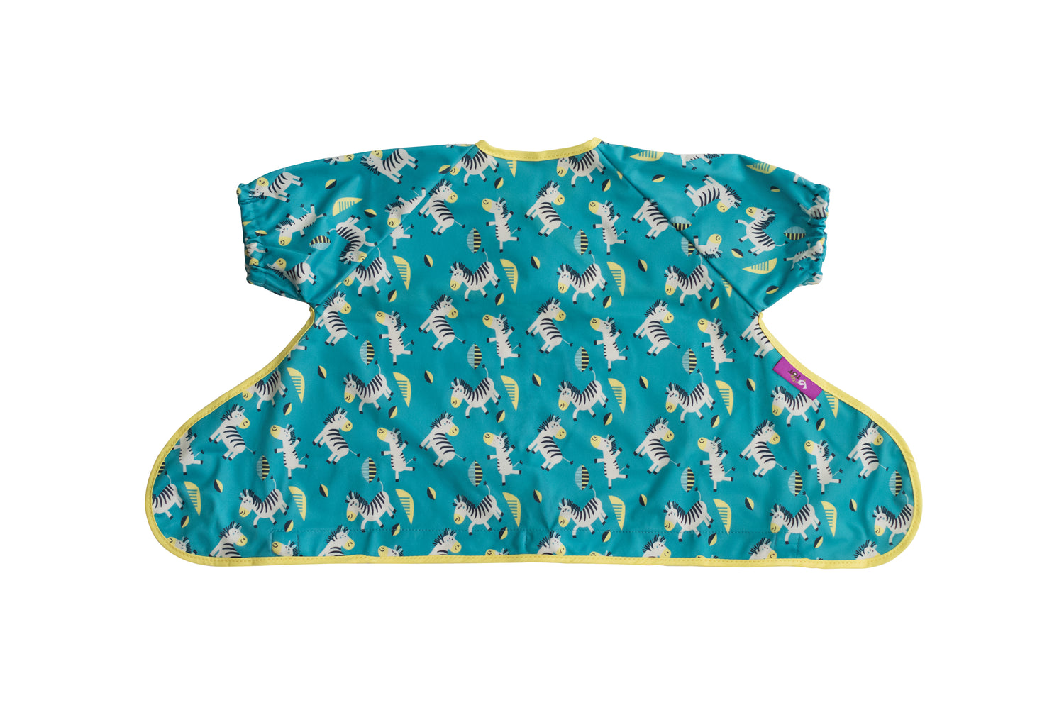 Tidy Tot Slab met Zuignap (korte mouwen) - Turquoise Zebra - Slab met mouwen - MamaMilla
