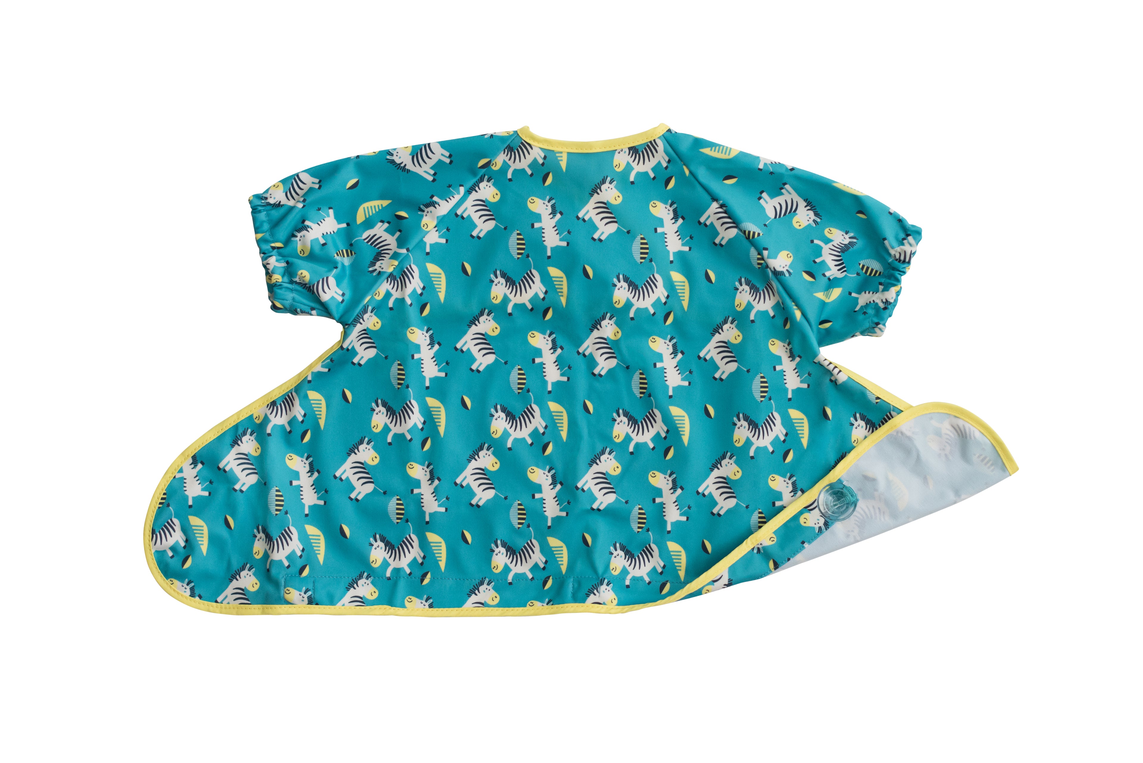 Tidy Tot Slab met Zuignap (korte mouwen) - Turquoise Zebra - Slab met mouwen - MamaMilla