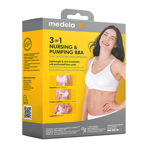 Medela Comfortabele 3-in-1 voedings- en kolfbeha, wit, maat M