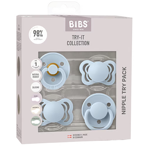 Slabbetjes Probeer het - startpakket met speentjes - Baby Blauw