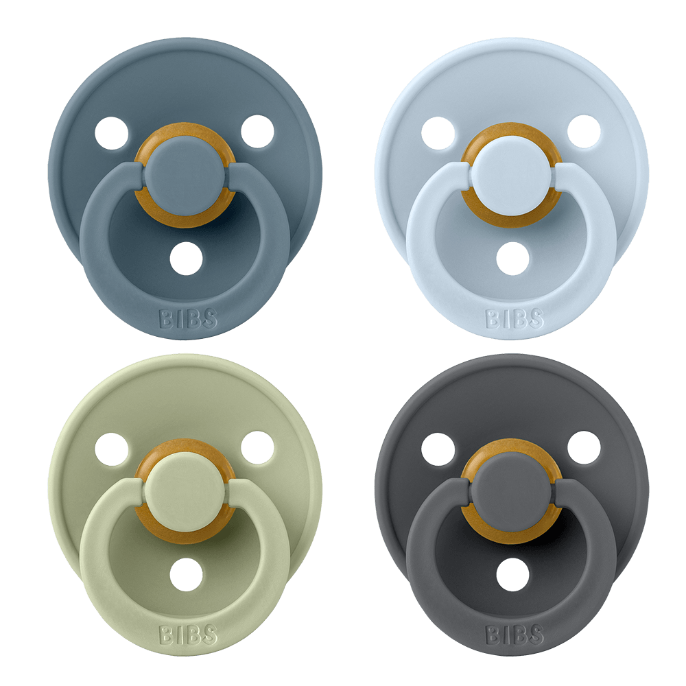 BIBS Colour ronde speen maat 2, latex – Petrol/Salie/Baby Blauw (4-pack) - MamaMilla