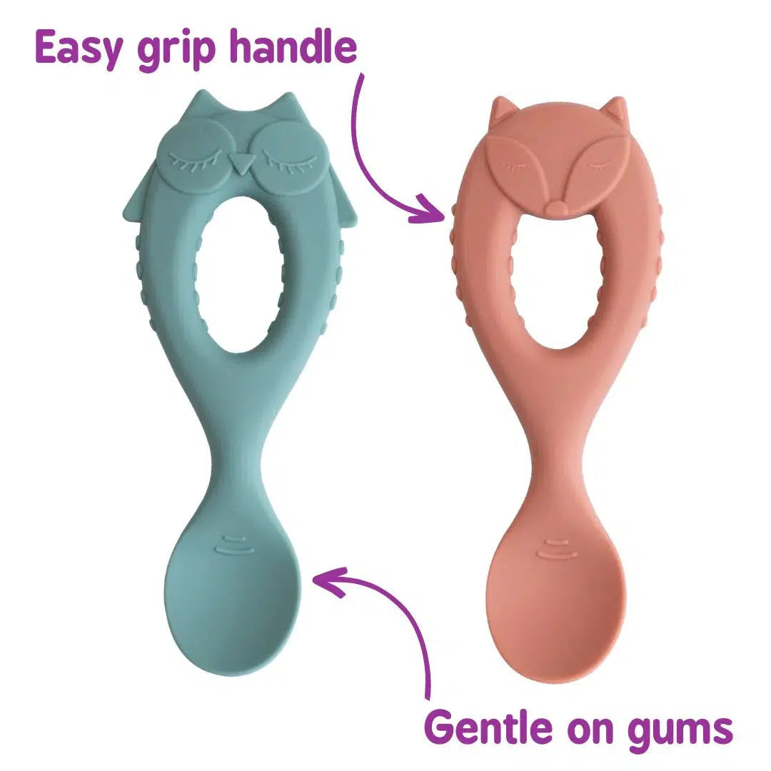 Tidy Tot Siliconen Lepel met Handvat - 2 stuks - Bestek - MamaMilla