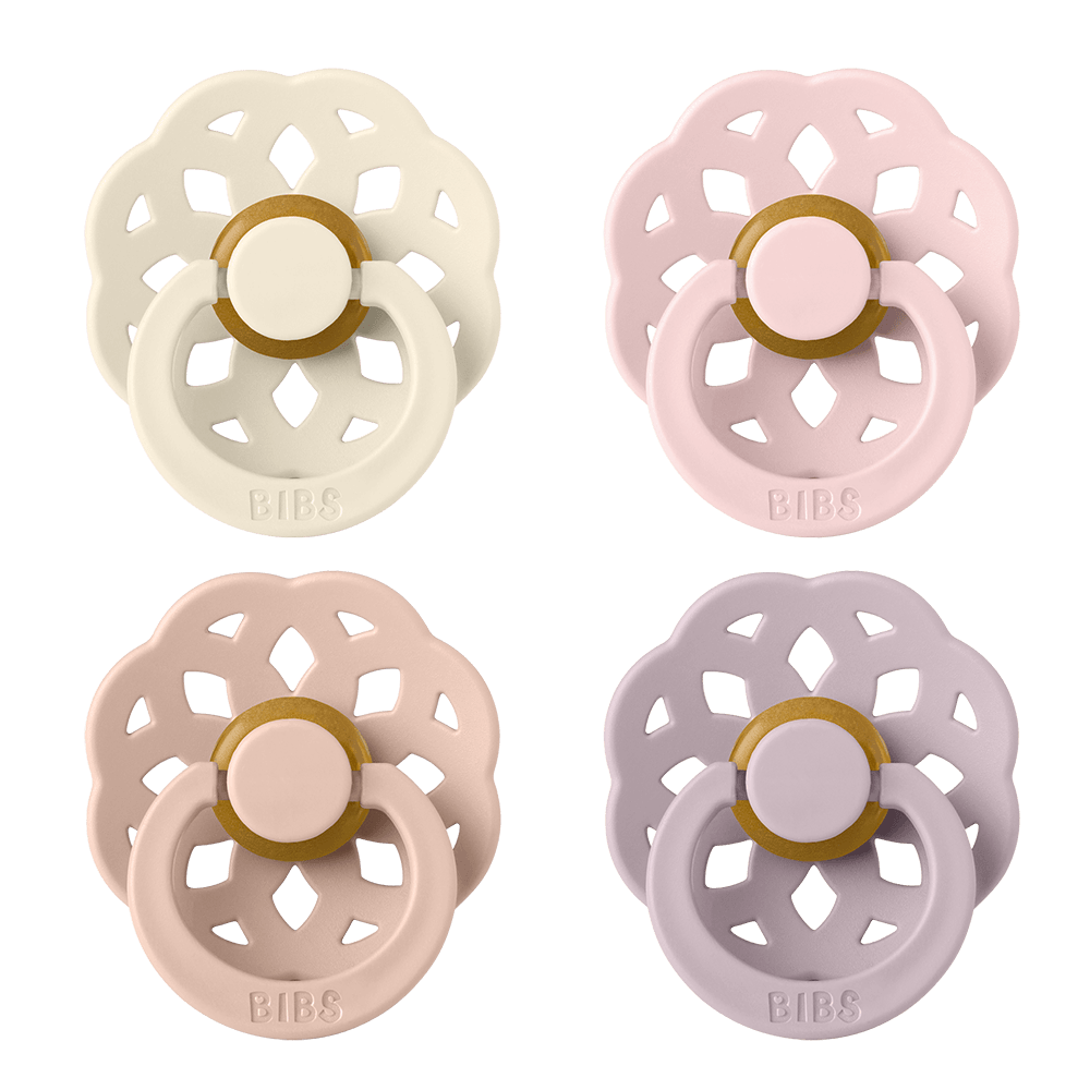 BIBS Boheme rund sut str. 1, latex – Ivory/Blush/Woodchuck (4-pack) - MamaMilla
