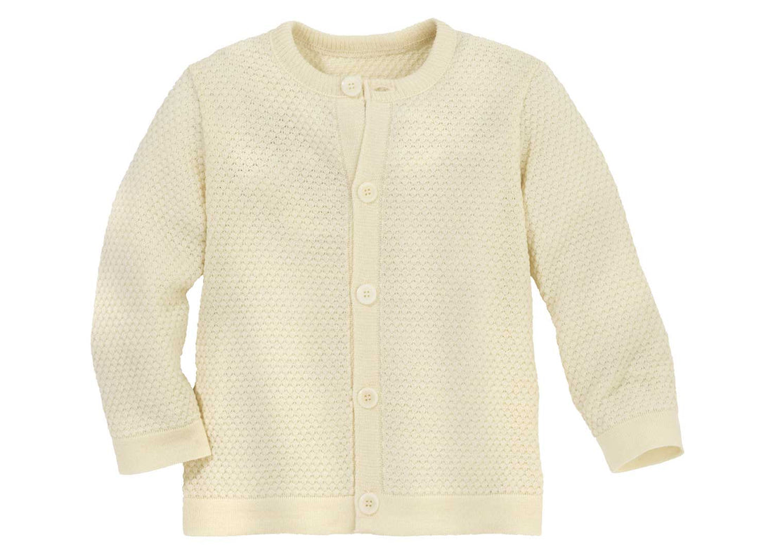 Gebreid vestje in wafelbreisel - Merinowol - Naturel - Disana biologische babykleding