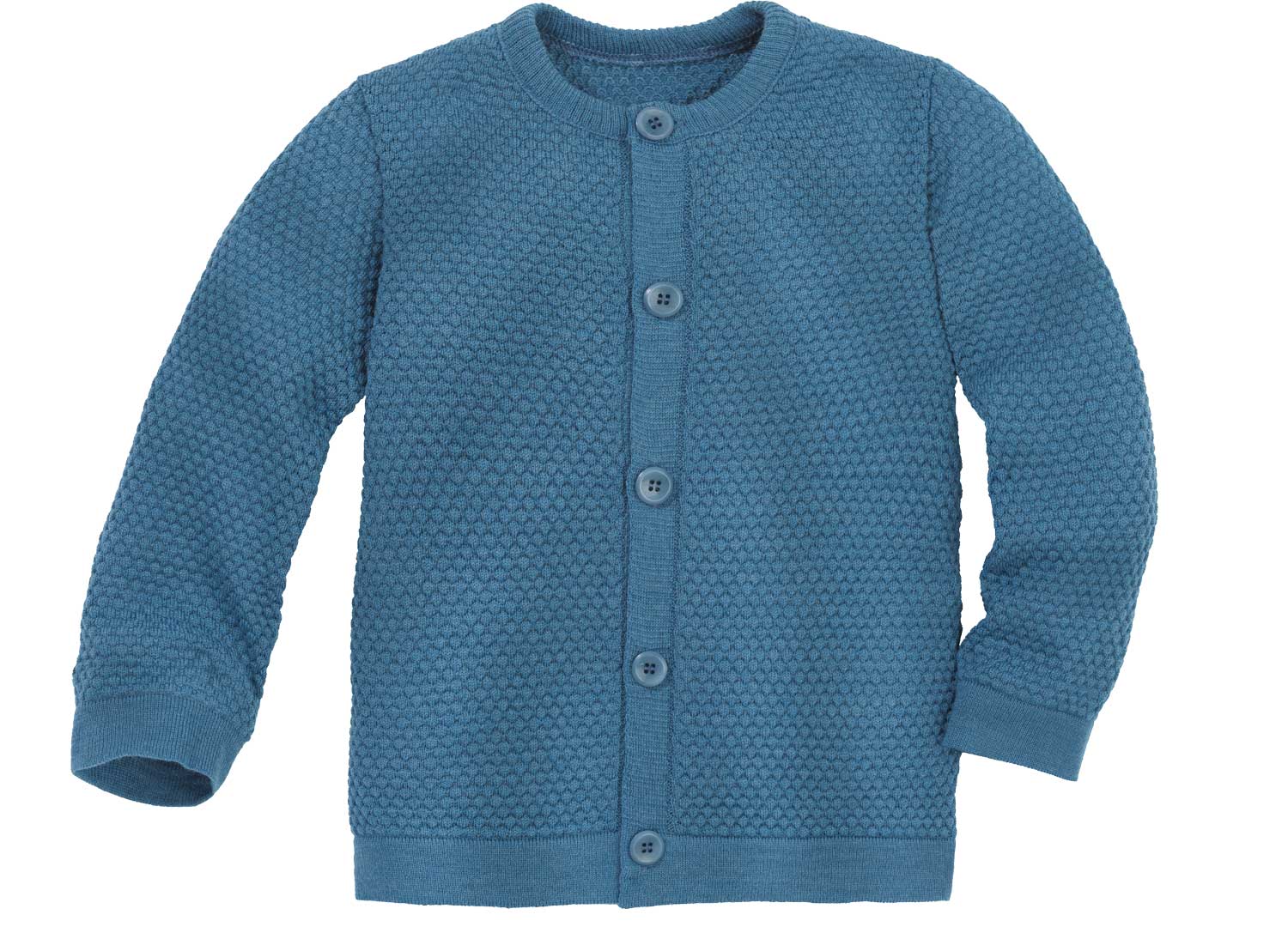 Gebreid vestje in wafelbreisel - Merinowol - Dove blue - Biologische babykleding van Disana
