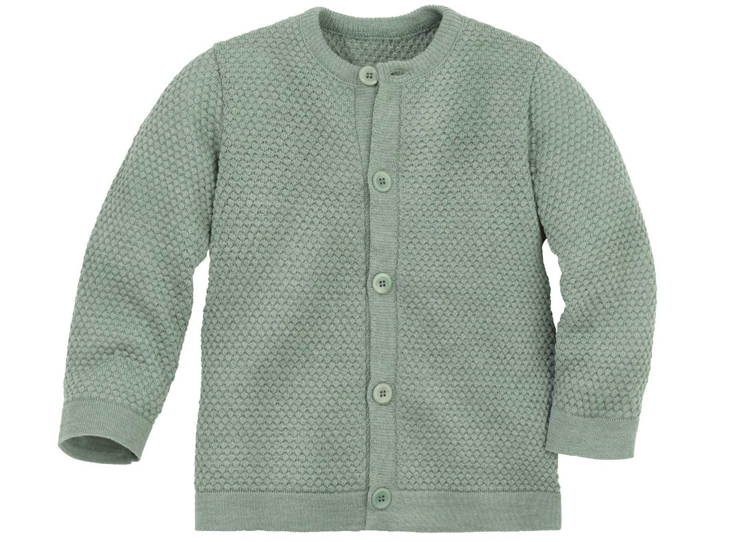 Gebreid vestje in wafelbreisel - Merinowol - Jade - Biologische babykleding van Disana
