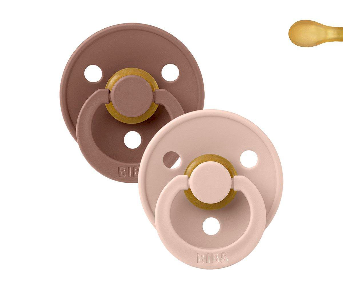 BIBS Colour ronde speen maat 2, latex – Woodchuck/Blush (2-pack)