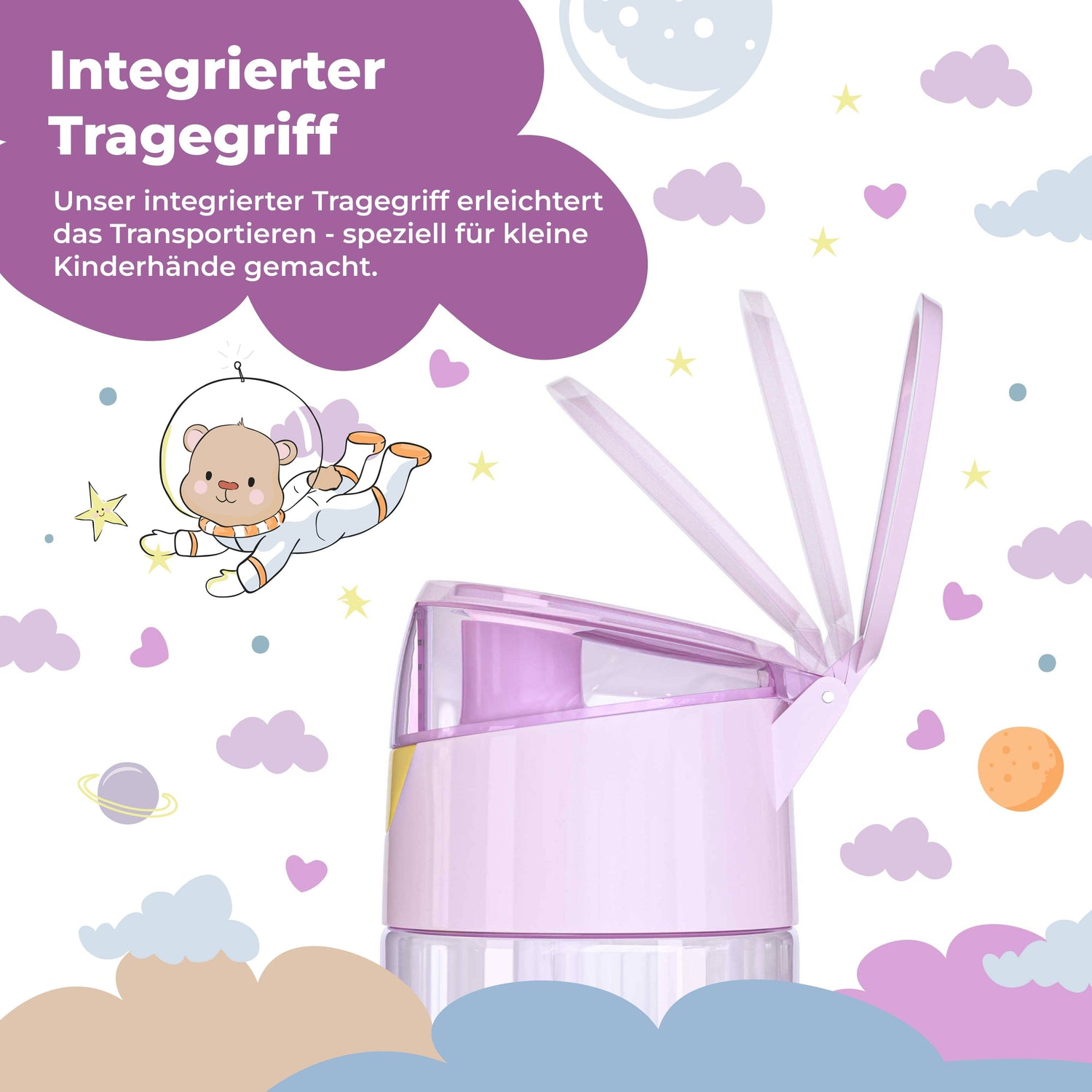 BEARFOOT Lichtgewicht drinkfles met handvat en gemakkelijk te openen - 450 ml - Lama - Plastic drinkfles - MamaMilla