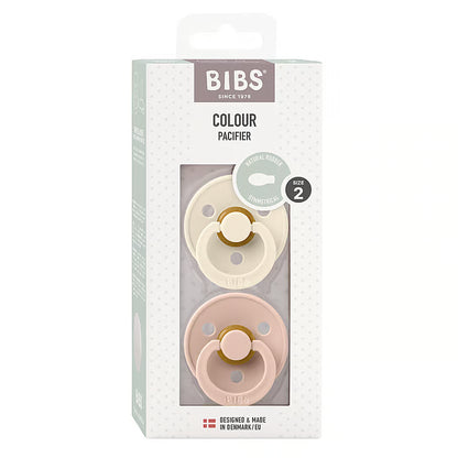 BIBS Colour symmetrische speen maat 2, latex – Ivoor/Blush (2-pack)
