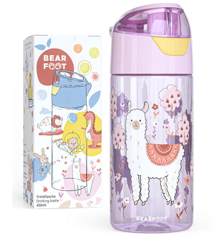 BEARFOOT Lichtgewicht drinkfles met handvat en gemakkelijk te openen - 450 ml - Lama - Plastic drinkfles - MamaMilla