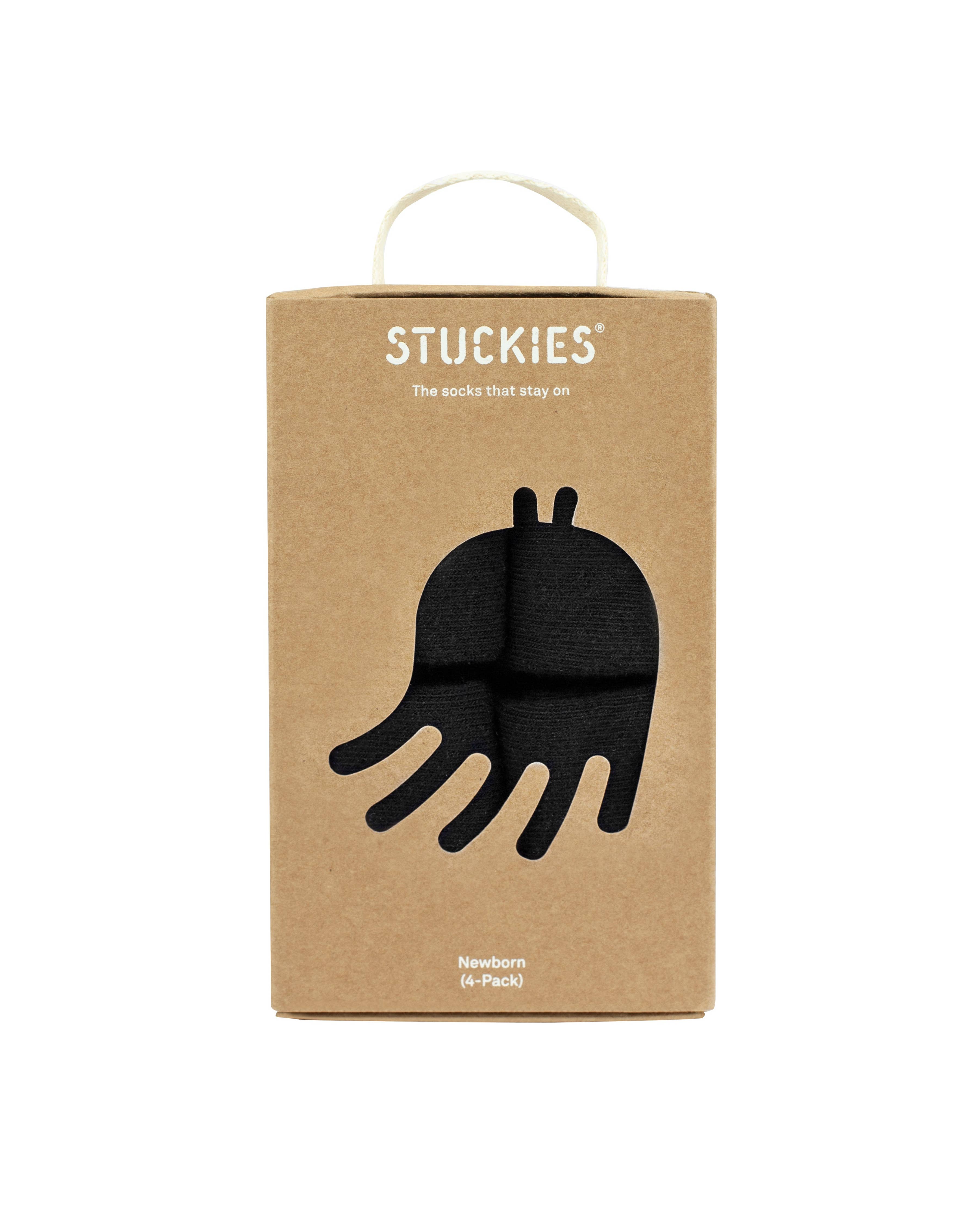 STUCKIES sokken voor newborn met naadloze teen en "stay on" - 4 pack - Zwart - Sokken - MamaMilla