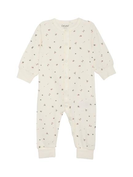 Celavi Onesie kanten rand - Bloemen - Rose Brown - Onesie - MamaMilla