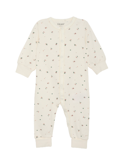 Celavi Onesie kanten rand - Bloemen - Rose Brown - Onesie - MamaMilla