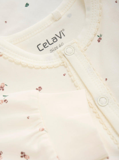 Celavi Onesie kanten rand - Bloemen - Rose Brown - Onesie - MamaMilla