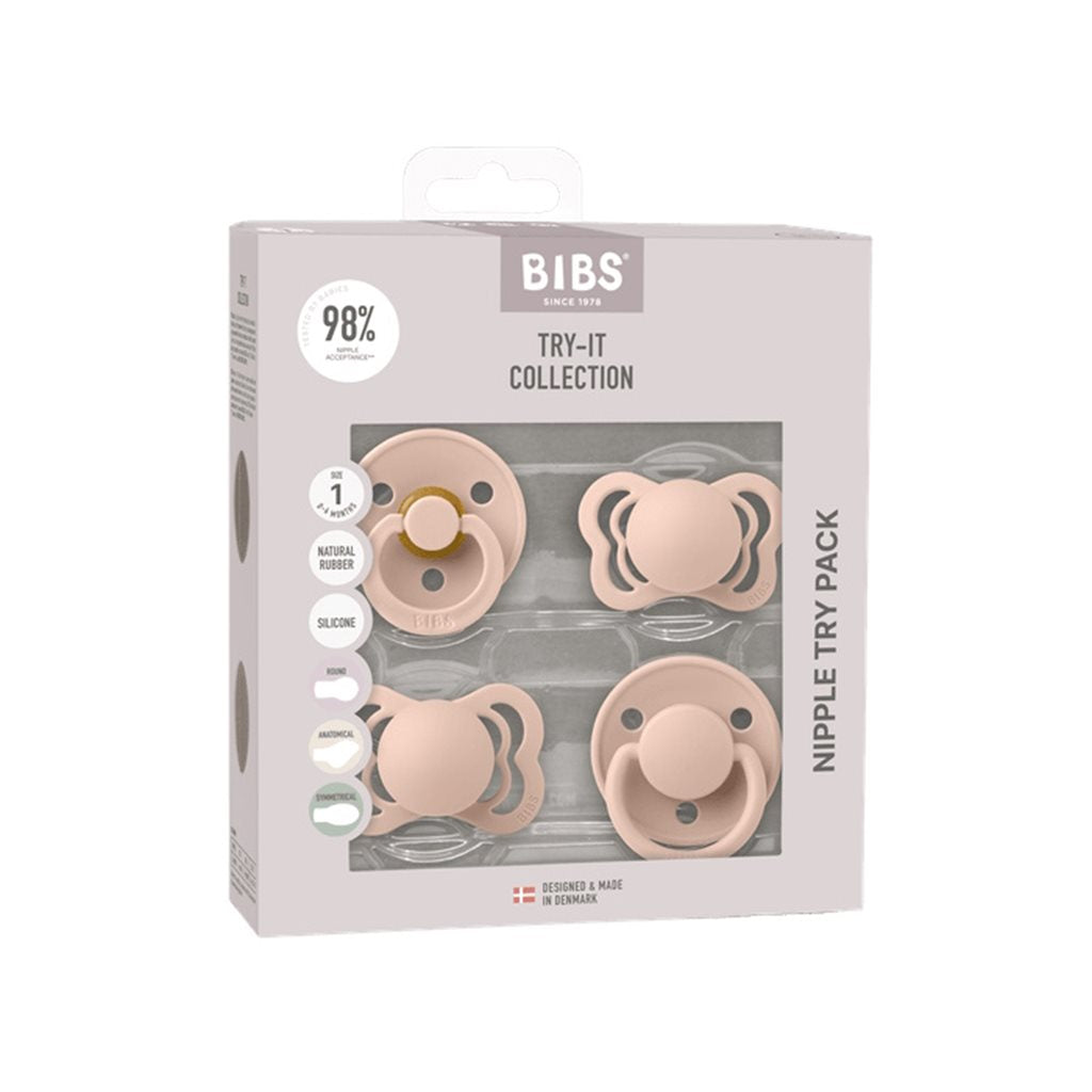 BIBS Try-It Collection startpakket voor pasgeborenen, maat 1 – Blush