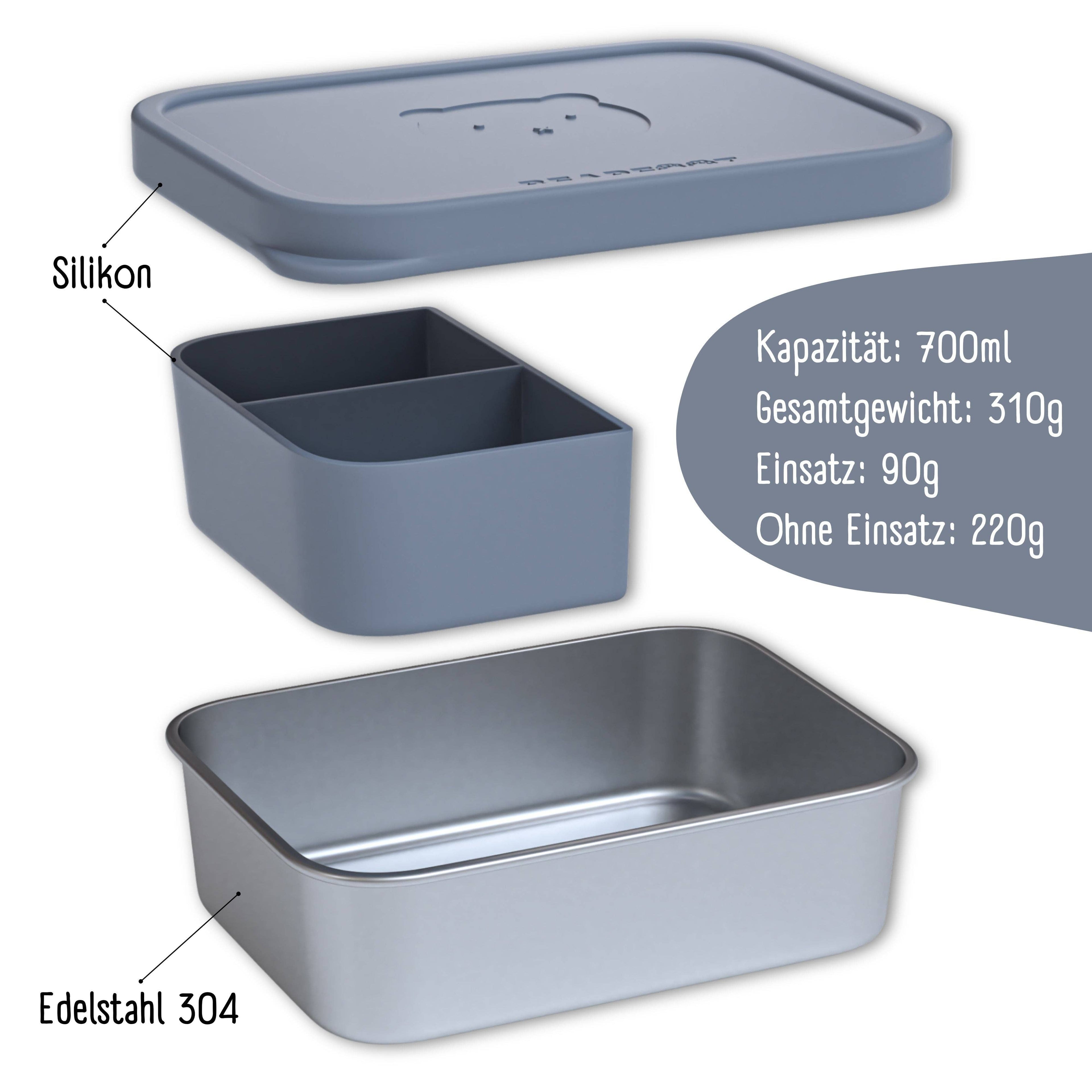 BEARFOOT Bento Stalen Lunchbox Met 4/6 Vakken (verstelbaar) - Blauw: 700 ml - Lunchbox - MamaMilla