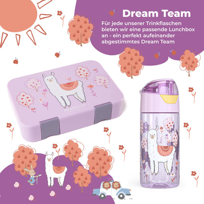 BEARFOOT Lichtgewicht drinkfles met handvat en gemakkelijk te openen - 450 ml - Lama - Plastic drinkfles - MamaMilla