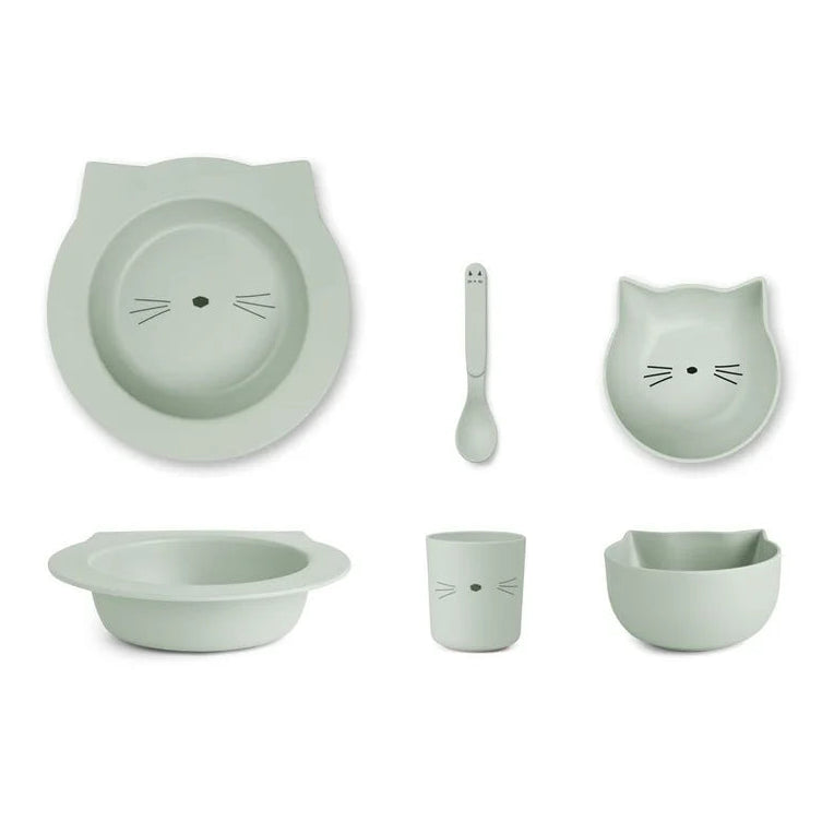 Liewood Barbara bambus spisesæt 4 dele – Cat Mint