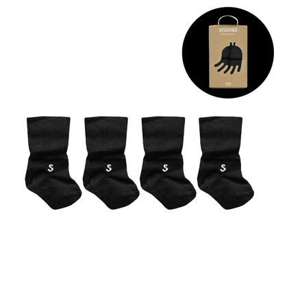 STUCKIES sokken voor newborn met naadloze teen en "stay on" - 4 pack - Zwart - Sokken - MamaMilla