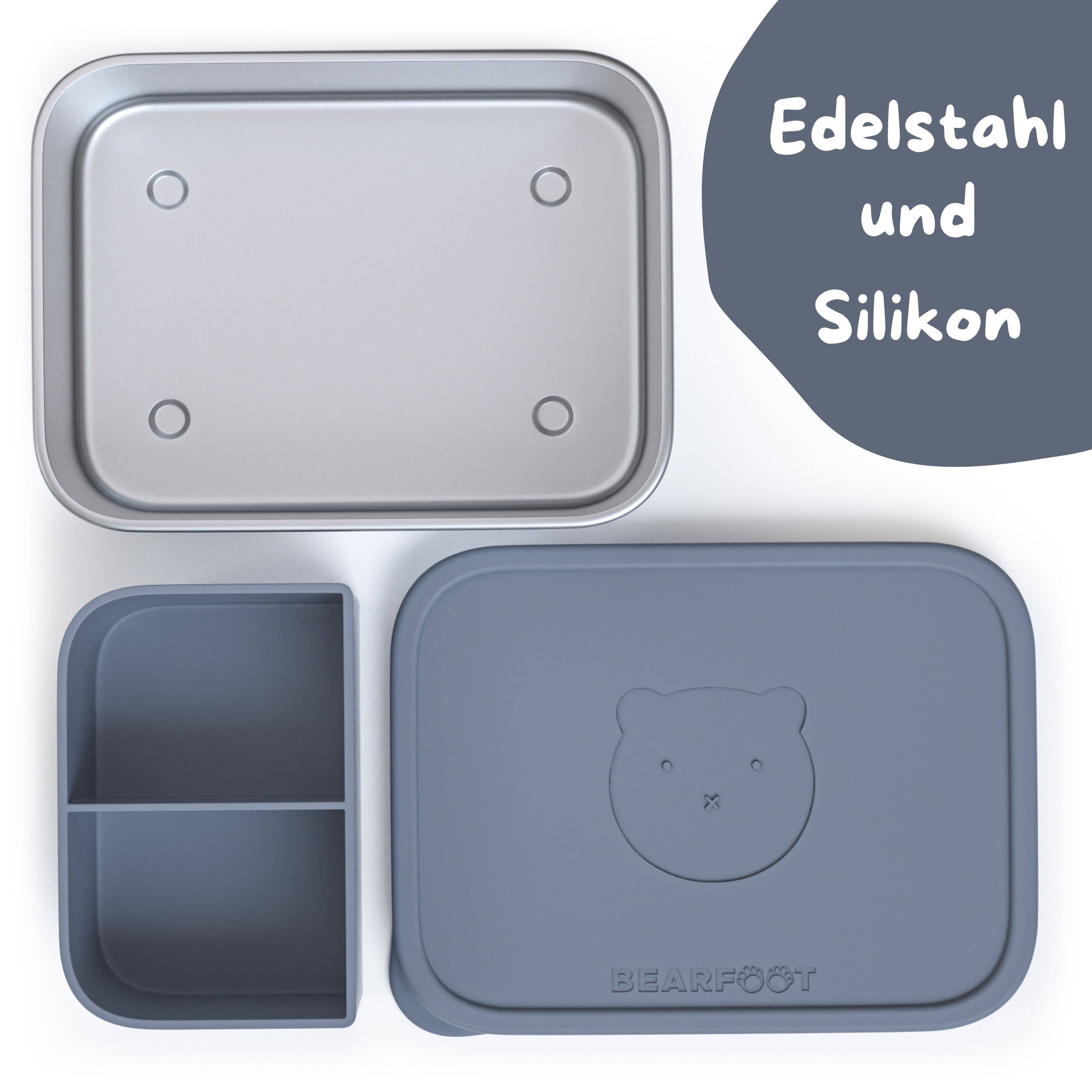 BEARFOOT Bento Stalen Lunchbox Met 4/6 Vakken (verstelbaar) - Blauw: 700 ml - Lunchbox - MamaMilla