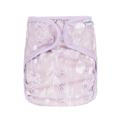 avo+cado One Size Explorer Luierhoes - Wildpflanzen, Naturküche, Knospen, Giersch, Zand, Pampasgras, Moss, Mauve, Blätter, Kräuter, Grijs, Pusteblume - - MamaMilla