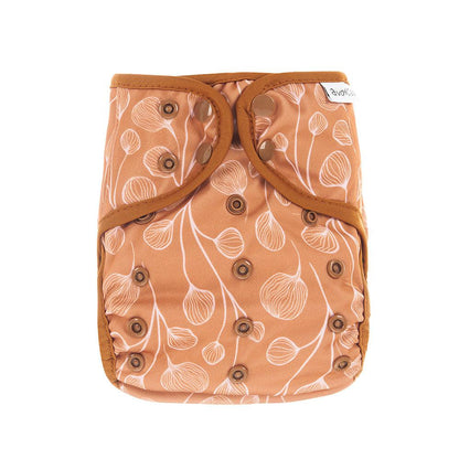 avo+cado One Size Explorer Luierhoes - Wildpflanzen, Naturküche, Knospen, Giersch, Zand, Pampasgras, Moss, Mauve, Blätter, Kräuter, Grijs, Pusteblume - - MamaMilla