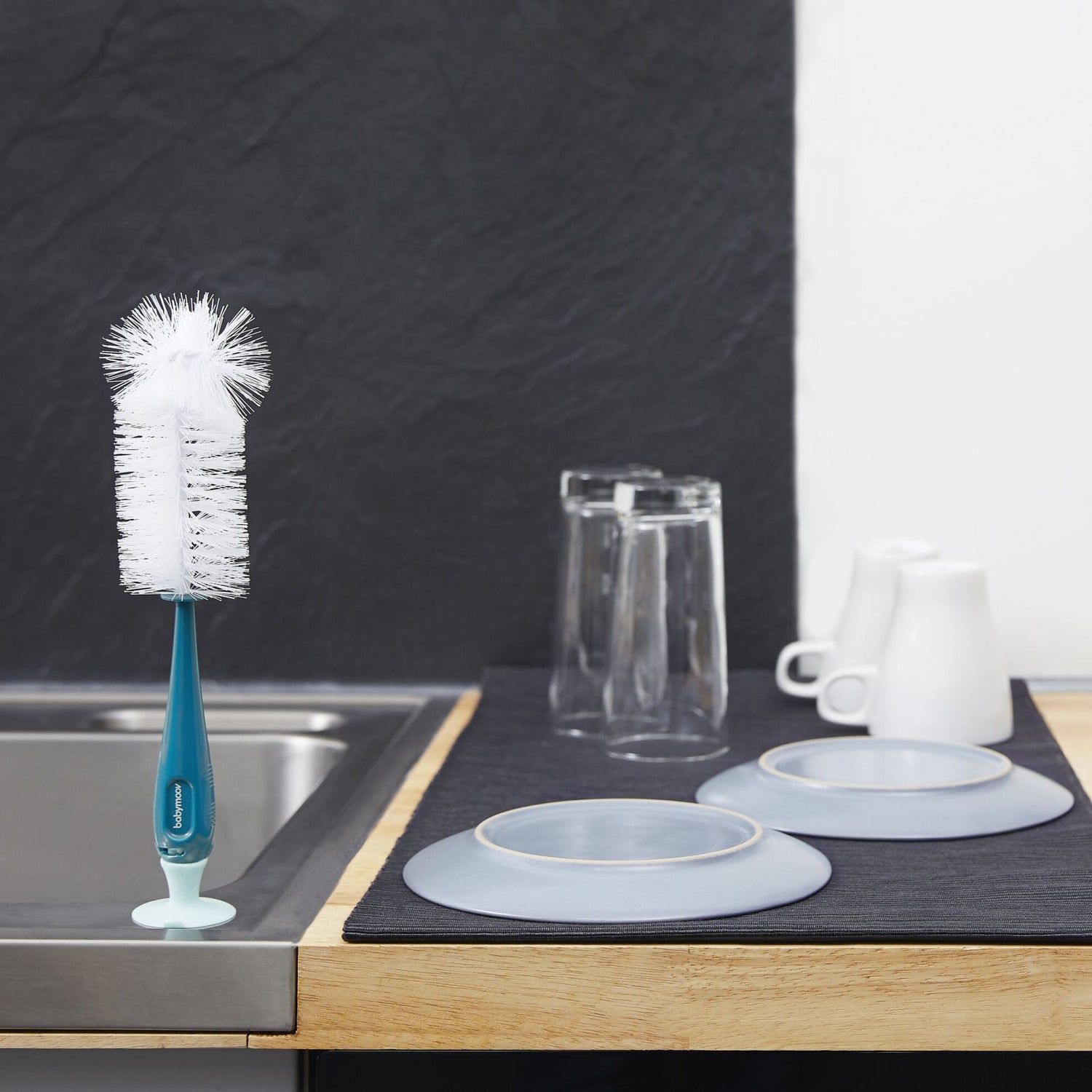 Babymoov Flessenreiniger met zuignap - 2-in-1 - Blauw - Flessenreiniger - MamaMilla